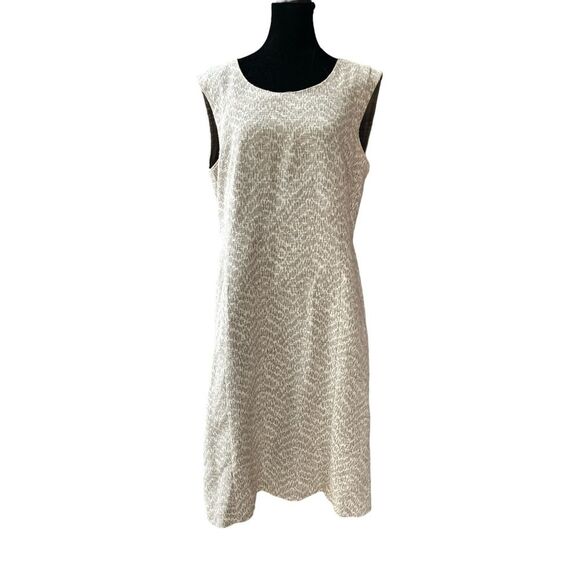 Lafayette 148 New York Neutral Sleeveless Tweed Shift Dress Women's Size 14 - Picture 1 of 9